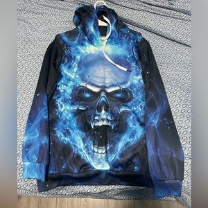 Blue flaming skull Hoodie
